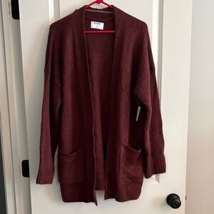 Old Navy Maroon Open-Front Cardigan